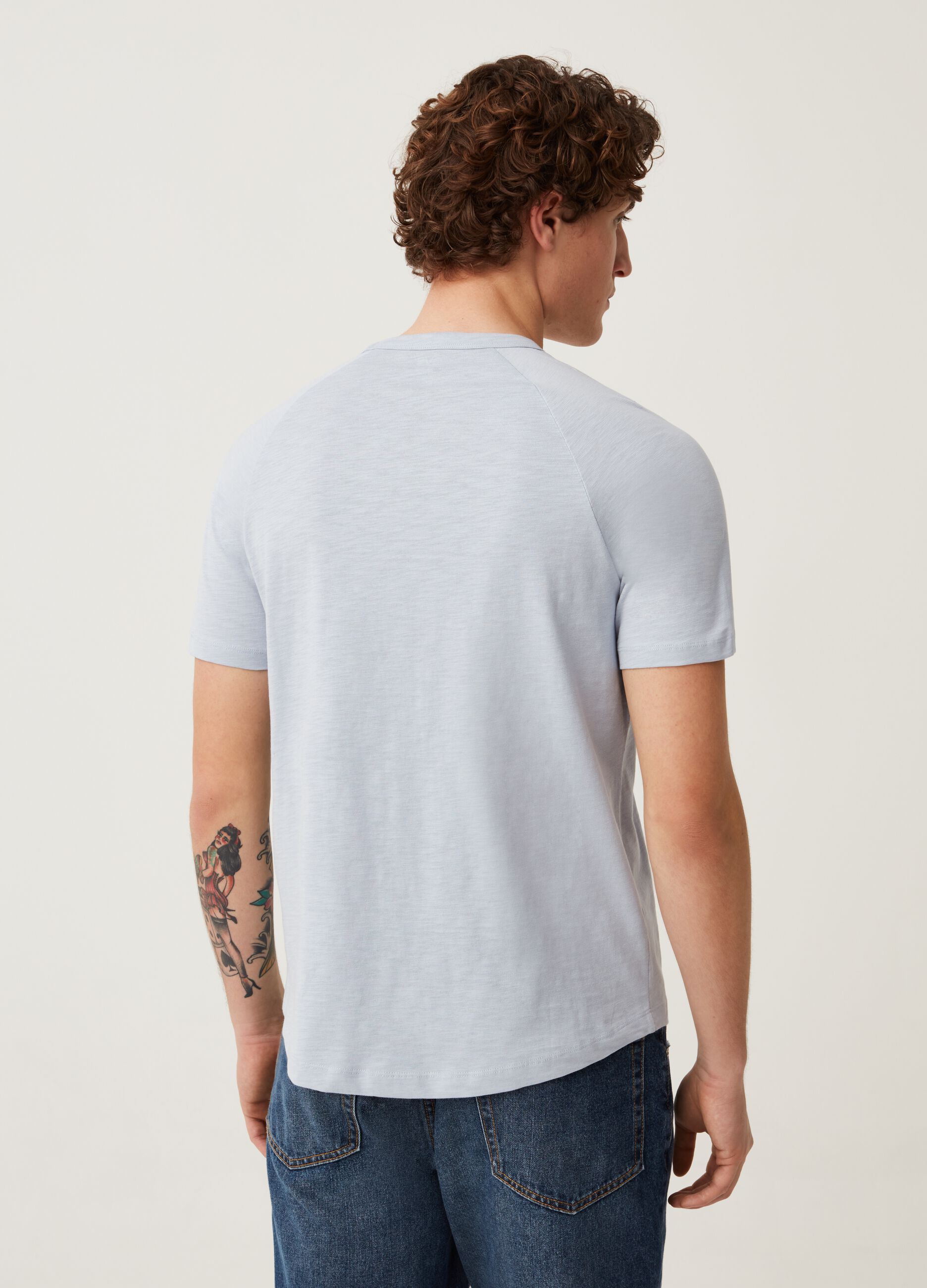 Camiseta de punto flameado con manga raglán