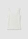 White fitted stretch cotton polka-dot top_5