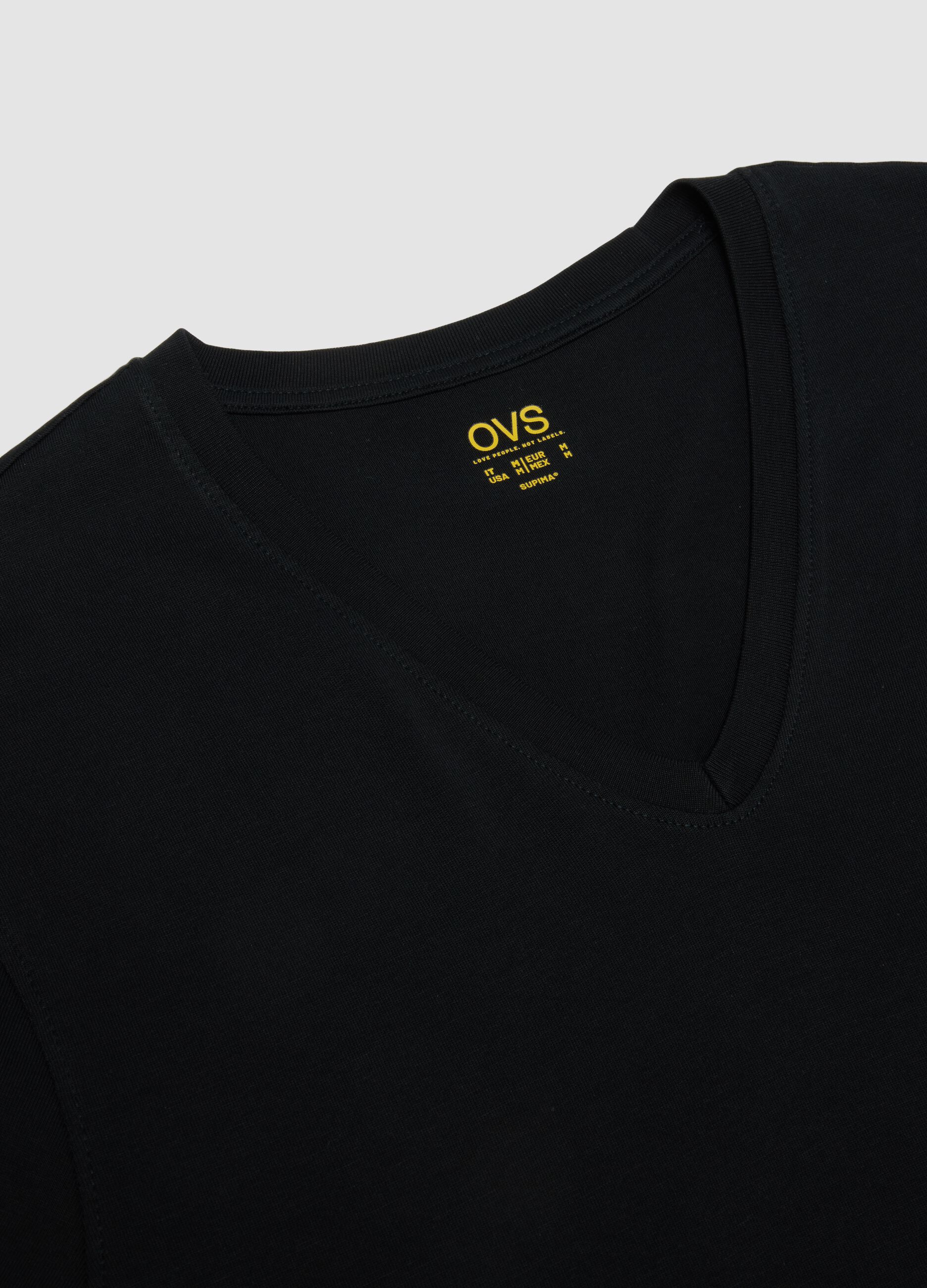 Black Supima cotton V-neck T-shirt, regular fit