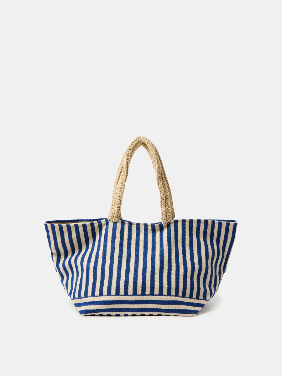 Maxi shopping bag in striped cotton_0