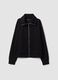 Black stretch viscose hoodie with turtleneck collar, regular fit_0