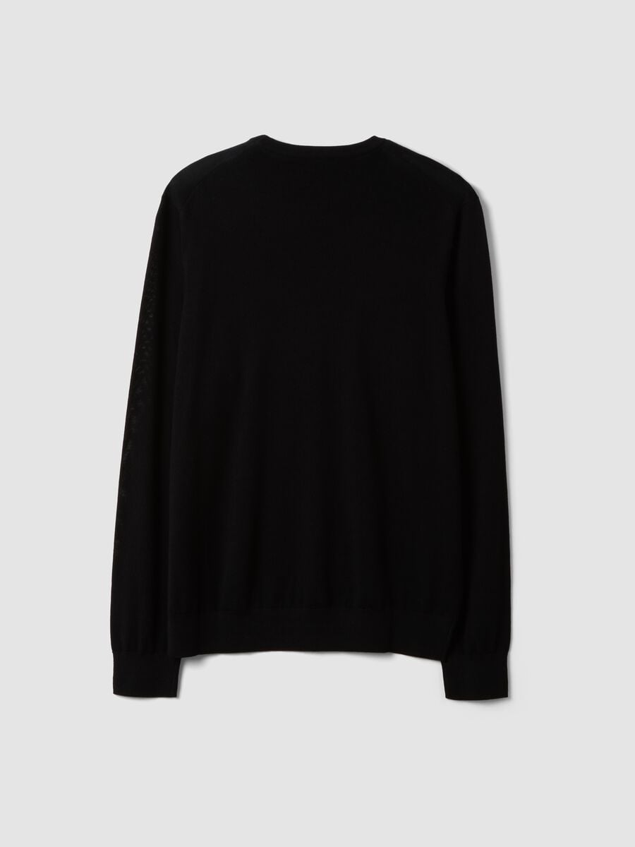 Black pure merino wool crew-neck jumper, regular fit_6