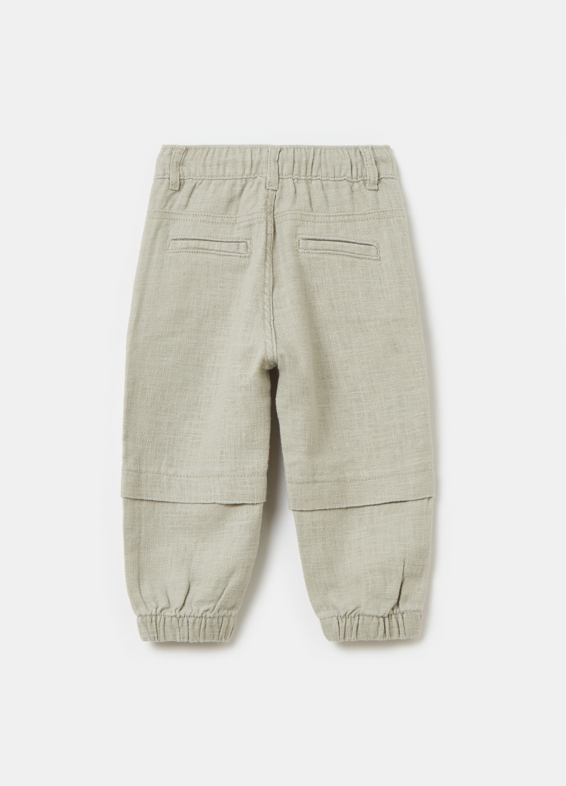 Cotton and ramie trousers with drawstring