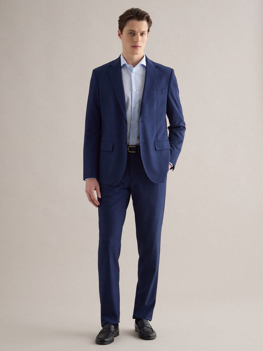 Blue Single-Breasted Slim Fit Jacket_1