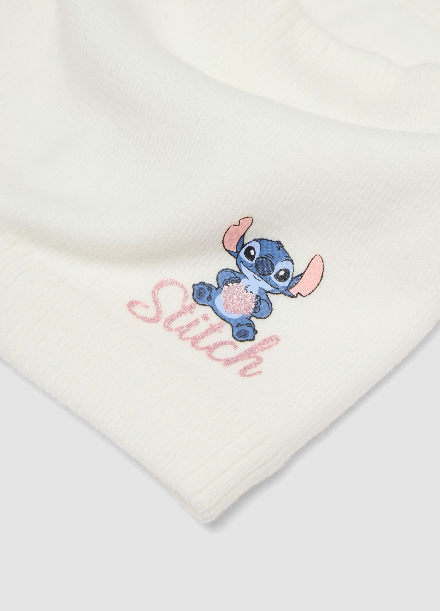 Weisser Schal mit Stitch-Print