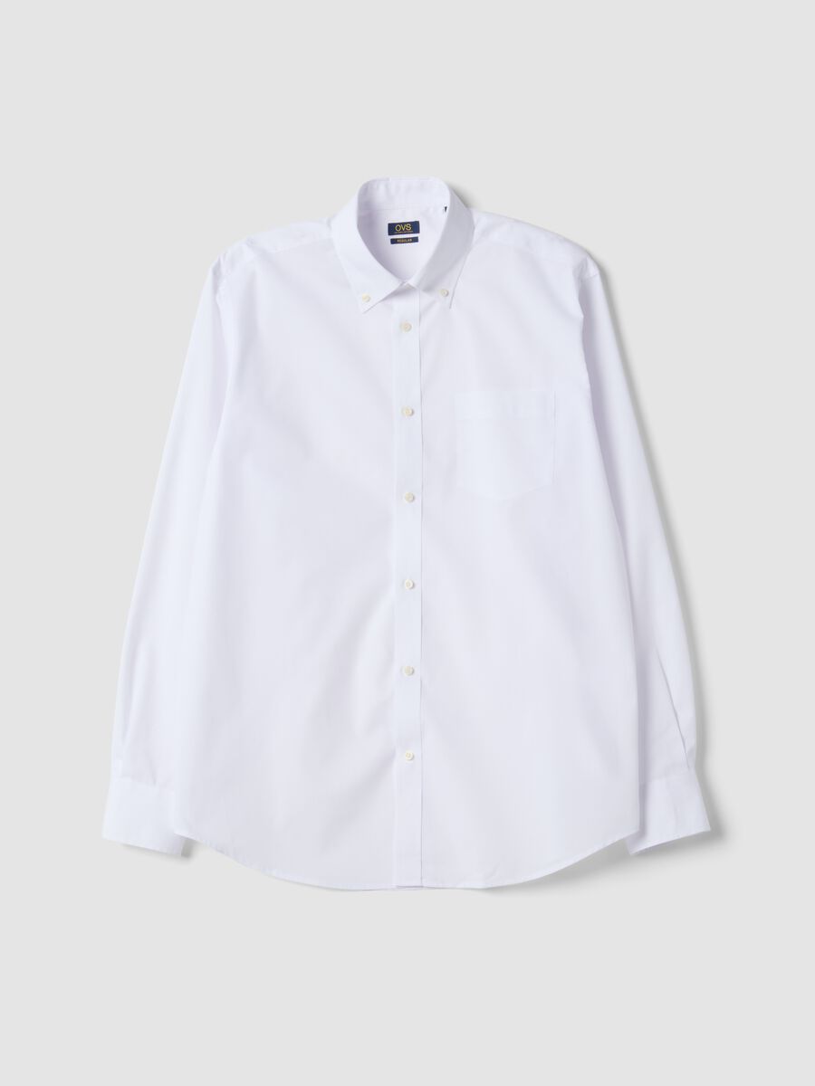 White regular-fit shirt with button-down collar, Easy Iron_0