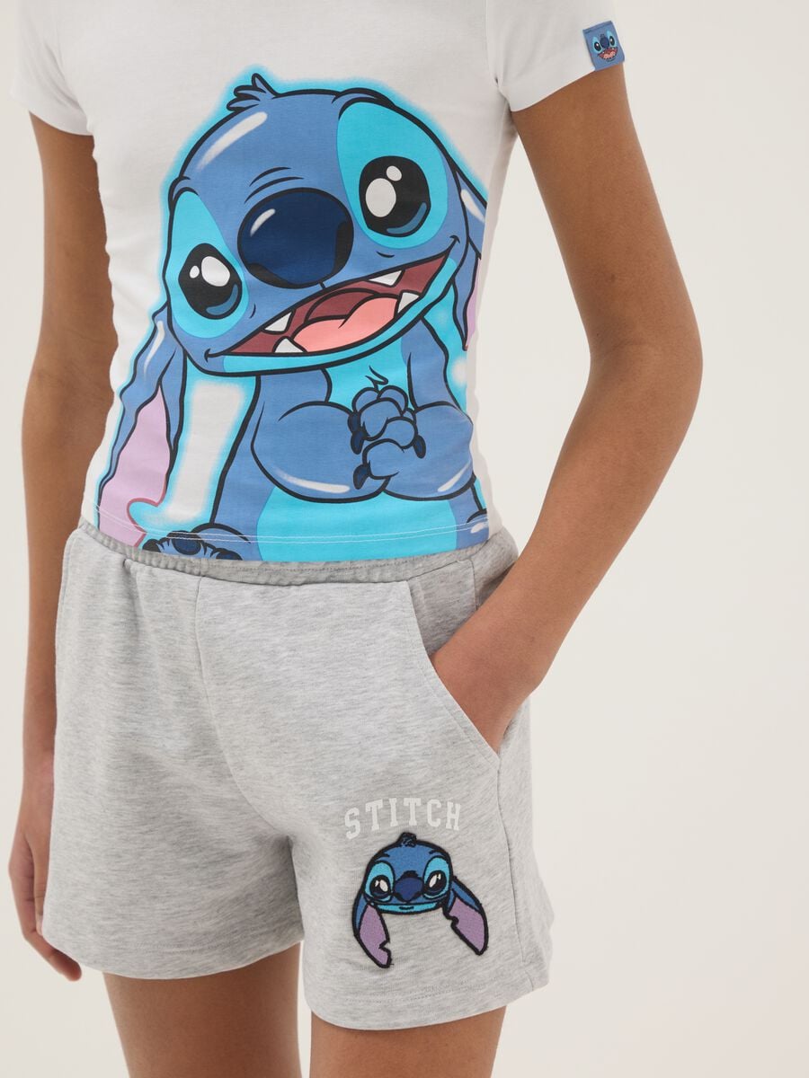 Multicoloured stretch cotton fitted set for girls with Stitch_2