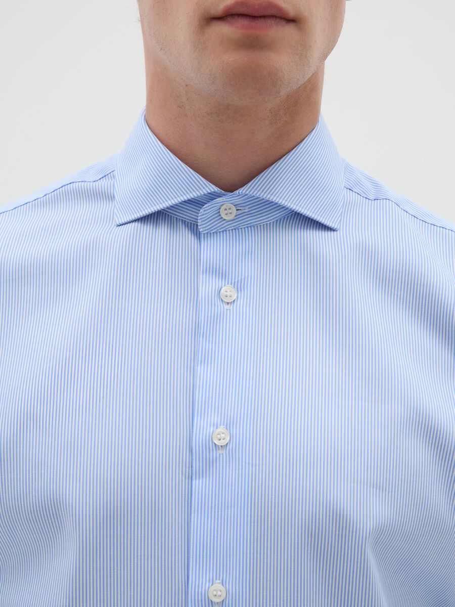 Men's pure cotton easy iron blue shirt_1
