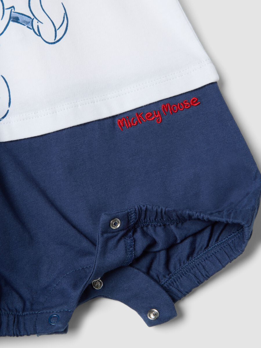 Multicoloured pure cotton baby romper with Mickey Mouse_2