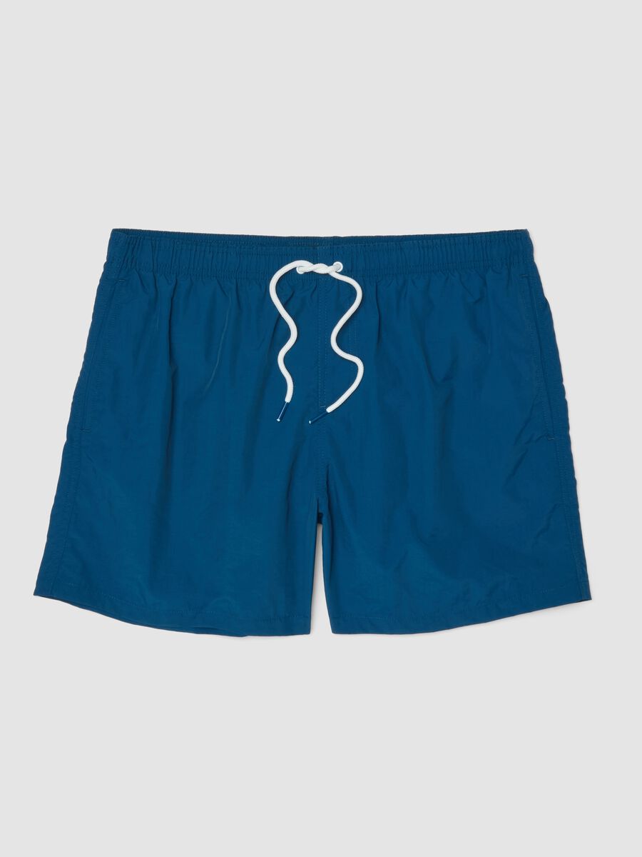 Blue regular-fit swim shorts with drawstring_0