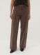 Pantaloni marroni wide leg in cotone elasticizzato_1