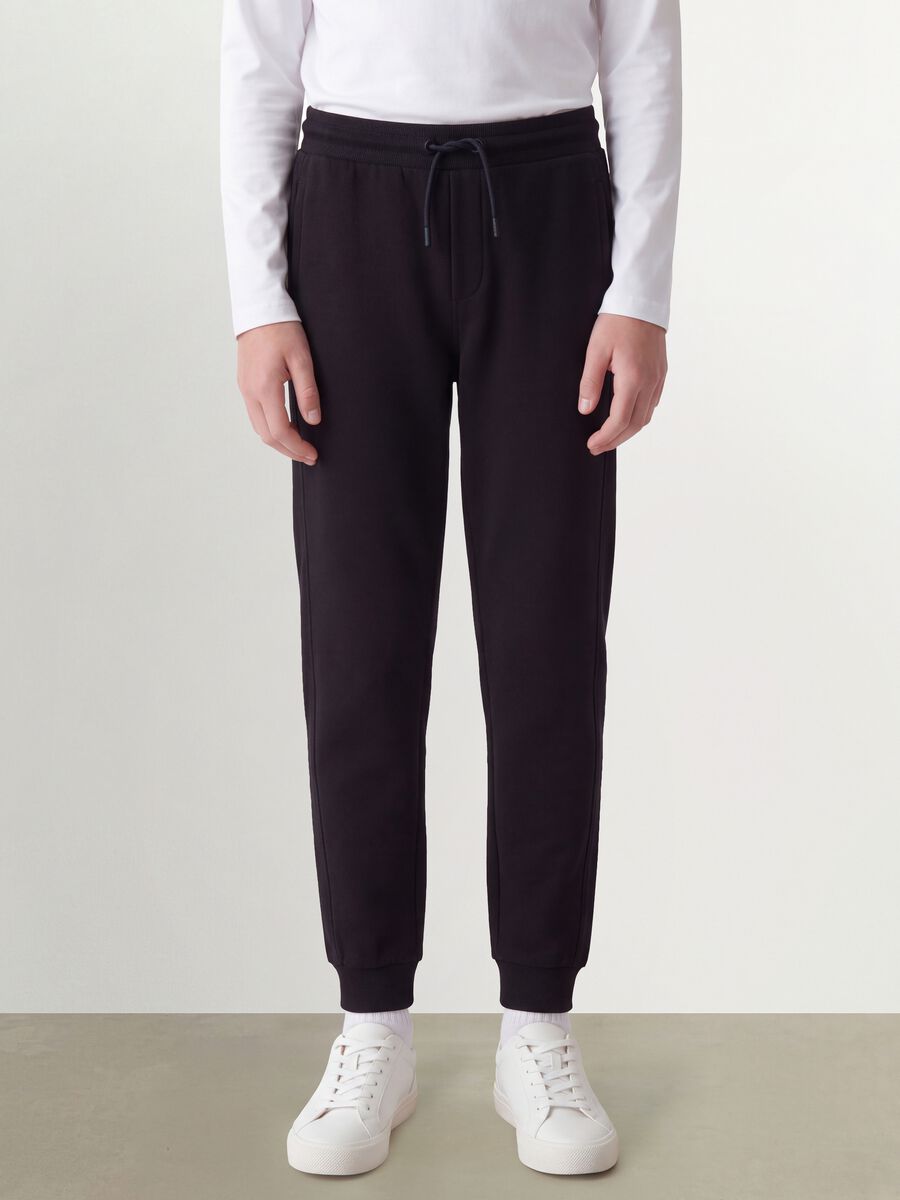 Black organic cotton jogger trousers_1