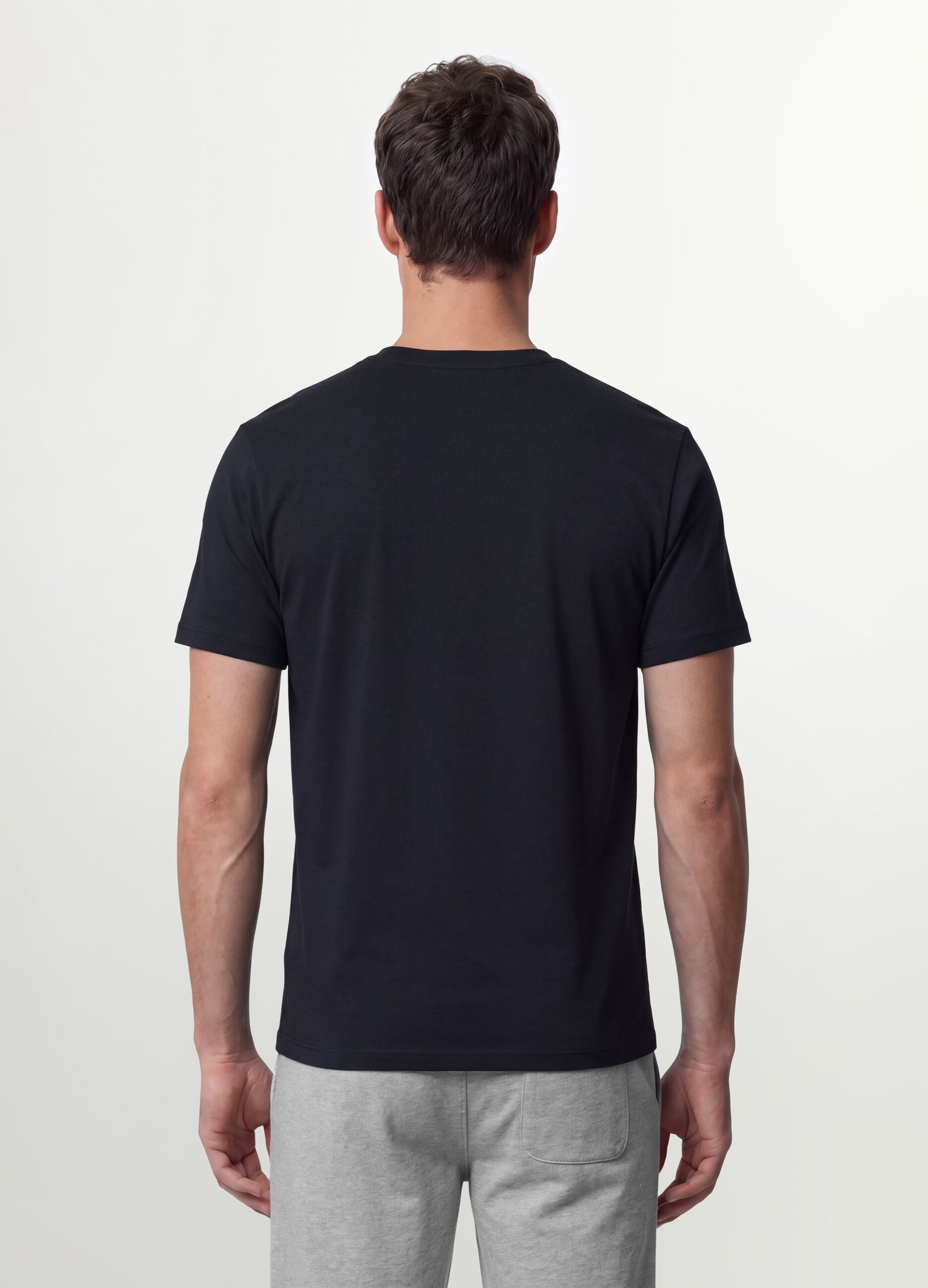 Schwarzes Slim-Fit T-Shirt aus Bio-Baumwolle mit kurzen &Auml;rmeln