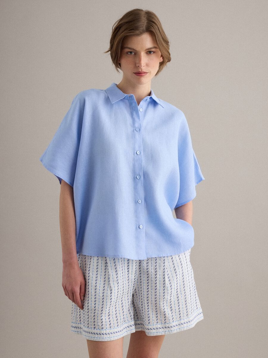 Light blue pure linen regular-fit shirt_1