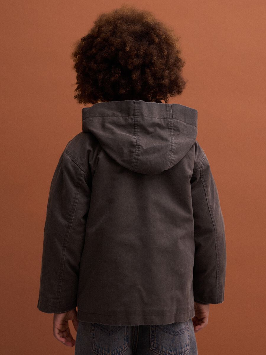 Green water-repellent padded cotton-blend jacket with hood_2