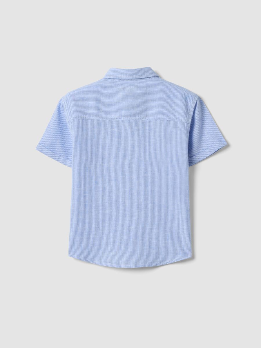 Boys&rsquo; blue striped linen-cotton blend shirt, regular fit_1