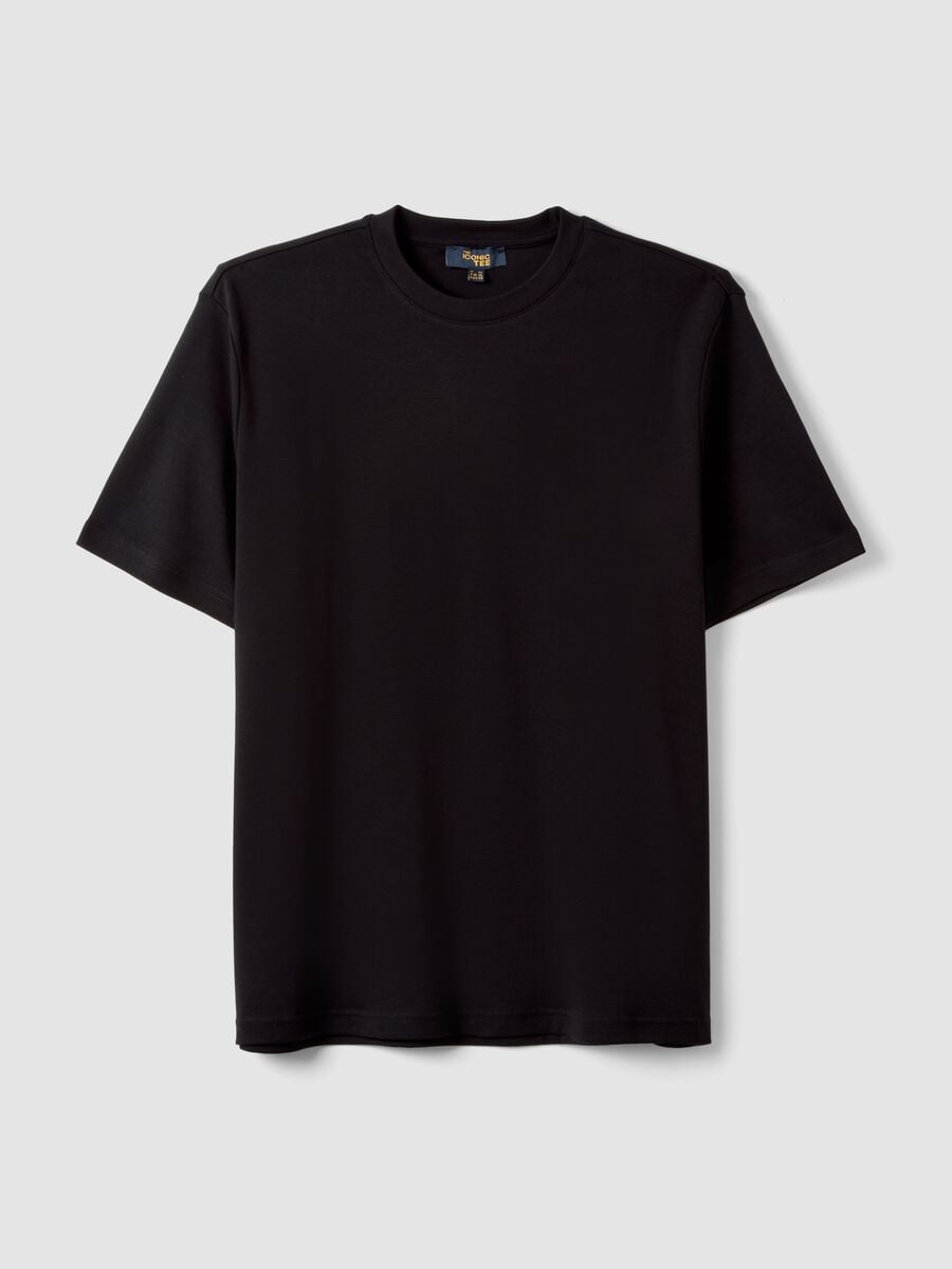 Black pure cotton regular-fit short-sleeve T-shirt_0