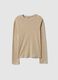 Camisola bege de manga comprida em puro algod&atilde;o ajuste regular_0