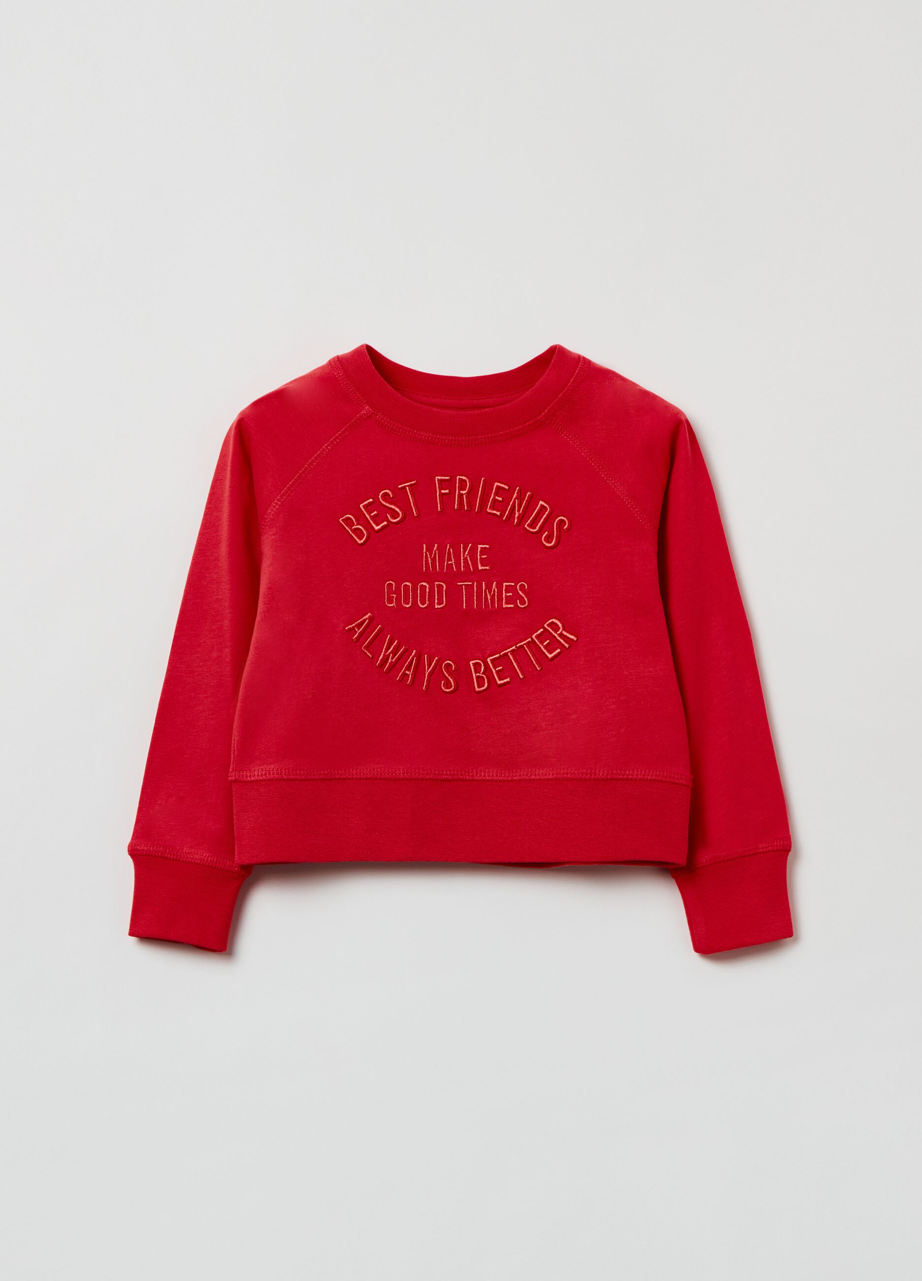 Cotton sweatshirt with lettering embroidery