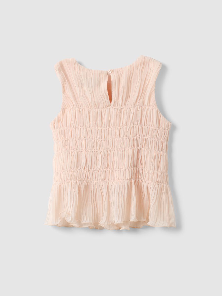 Girls' regular fit pink chiffon tank top with button loop closure_1