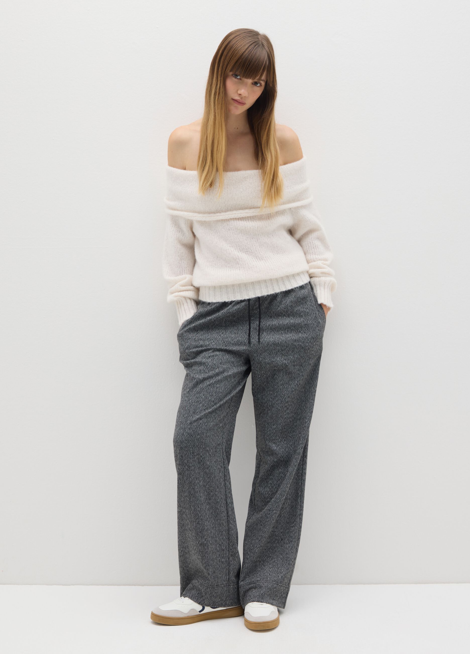 M&eacute;lange Grey Regular Fit Trousers