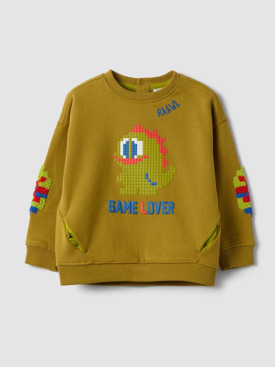 Ecru crew-neck sweatshirt in pure organic cotton_0