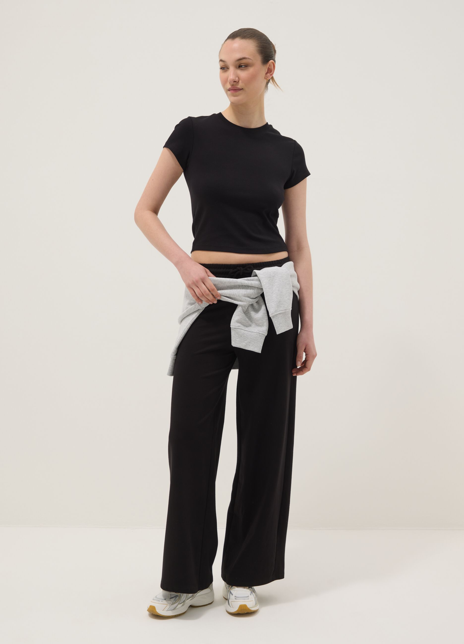 Black Pure Cotton Baggy Jogger Trousers
