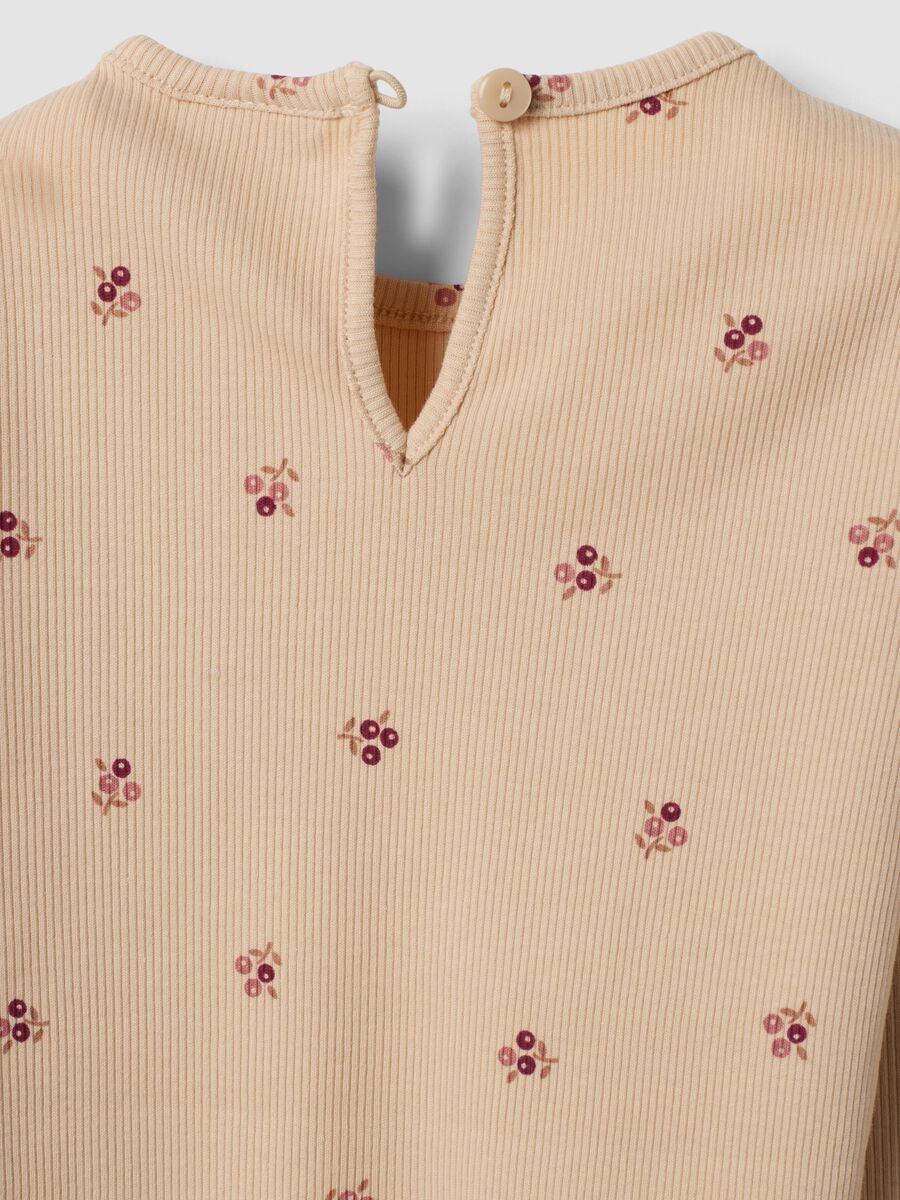 Beige organic stretch cotton crew-neck T-shirt_3