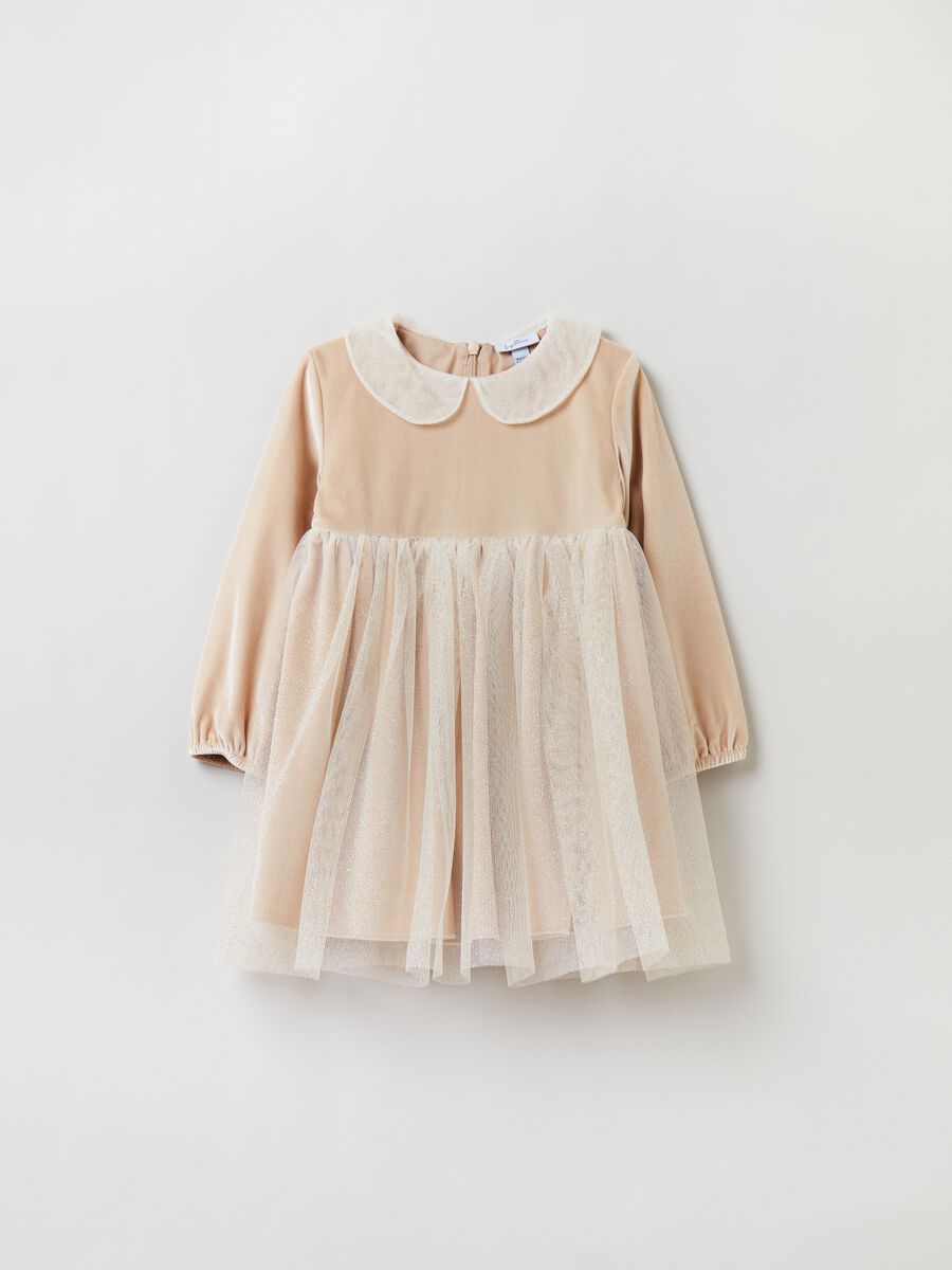 Velour dress with glitter and tulle_0