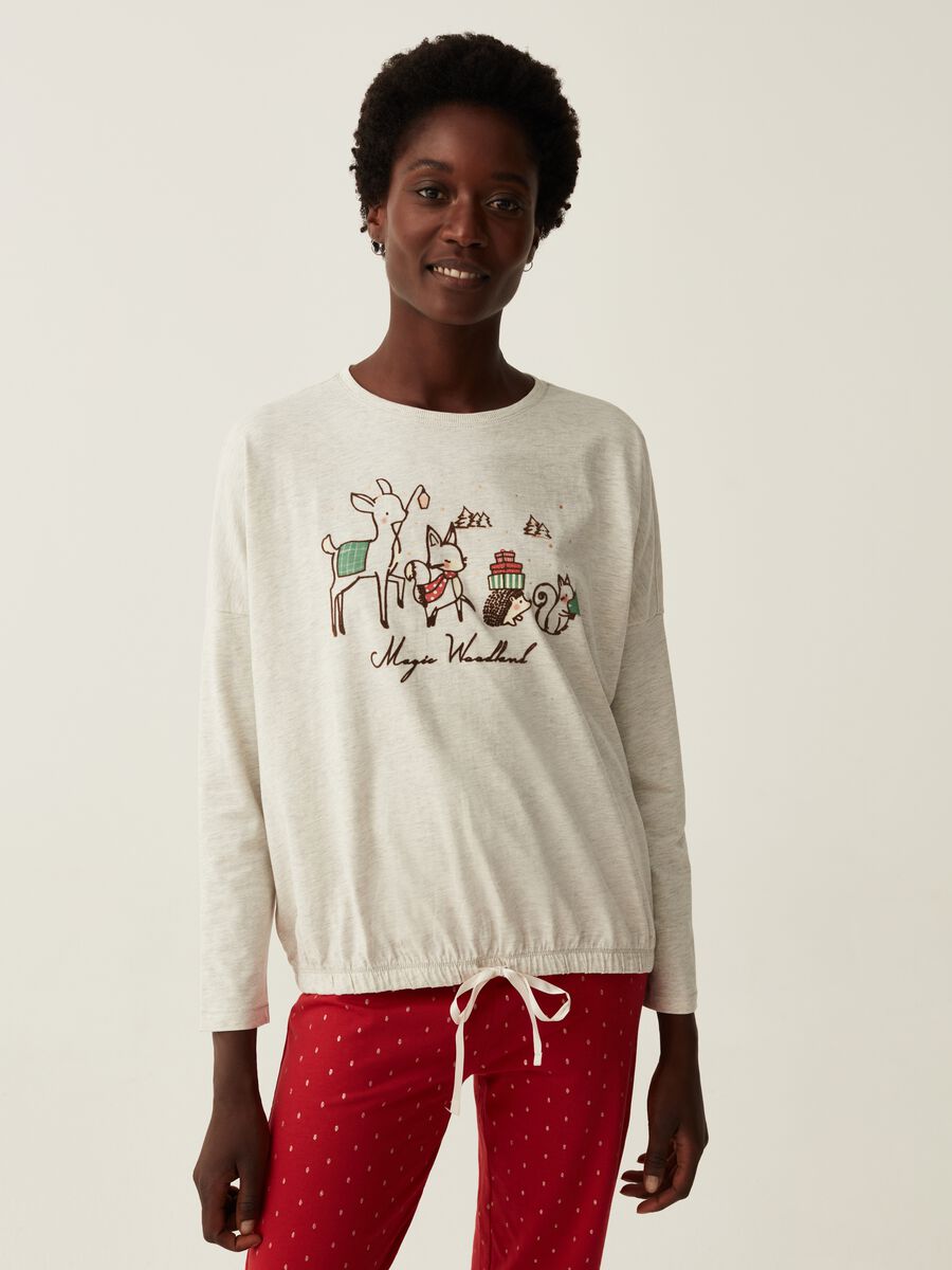 Long pyjamas with Christmas landscape print_1