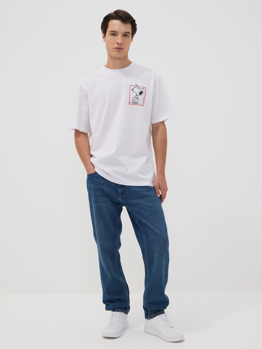 White pure cotton Peanuts print T-shirt, relaxed fit_1
