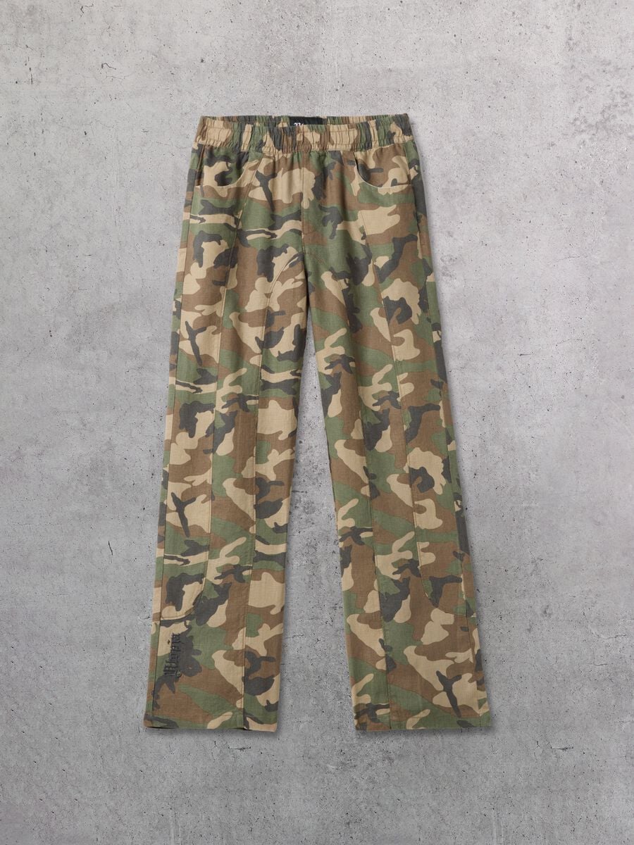 100% Linen Wide-Leg Camo Trousers_1