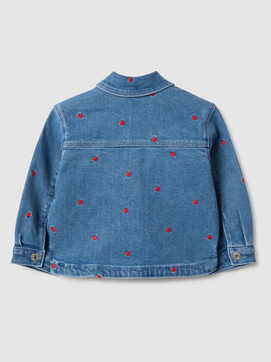 Regular Fit Blue Denim Cotton Jacket with Embroidery for Girl_1
