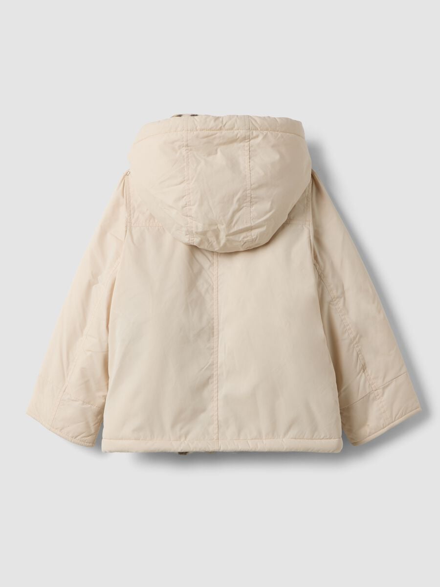 Rosa Steppjacke mit Kapuze und Animal-Print-Innenfutter_1