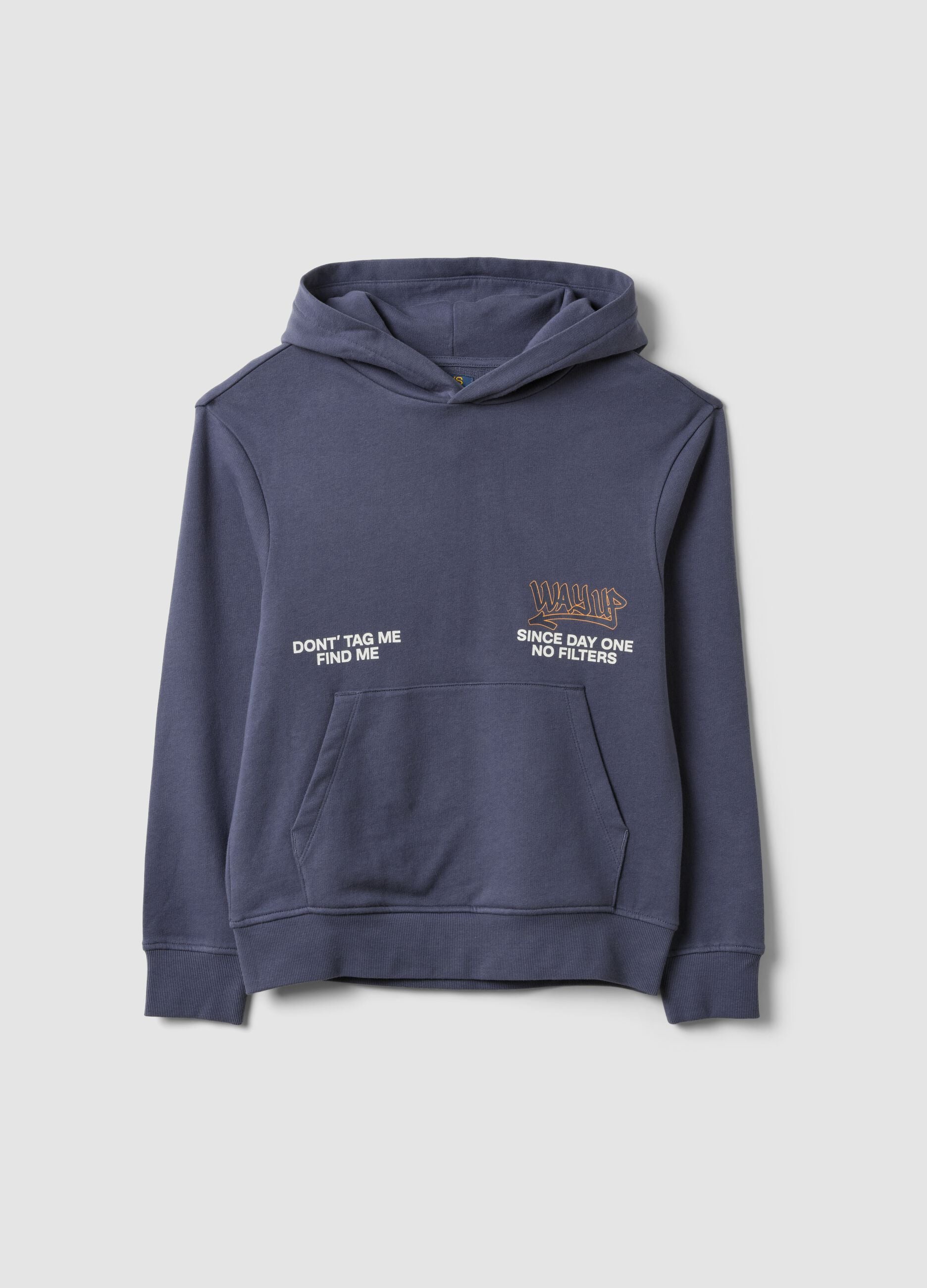 Grauer Oversize-Kapuzenpullover aus reiner Baumwolle f&uuml;r Jungen