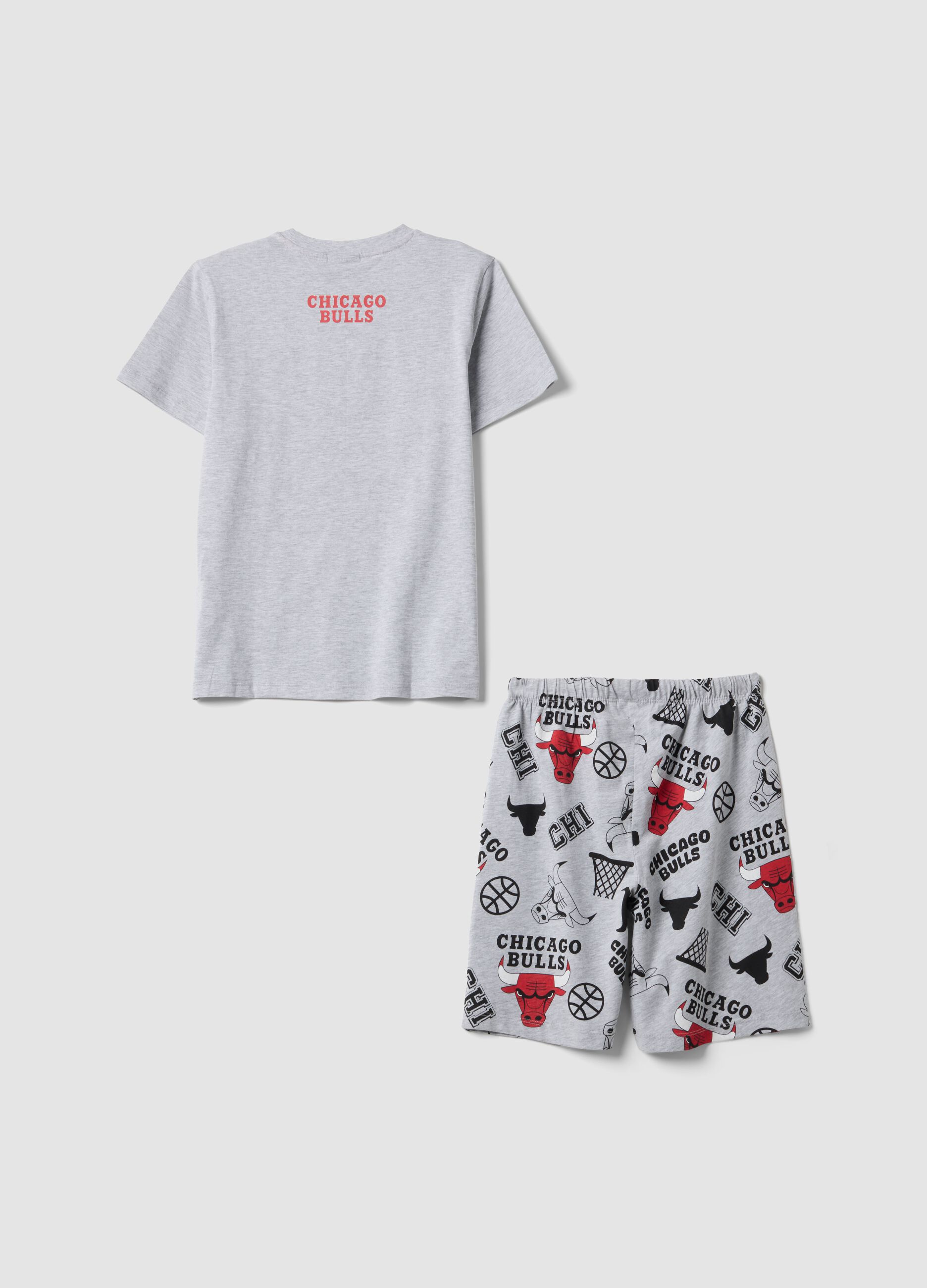 Grey organic cotton pyjamas with T-shirt and shorts