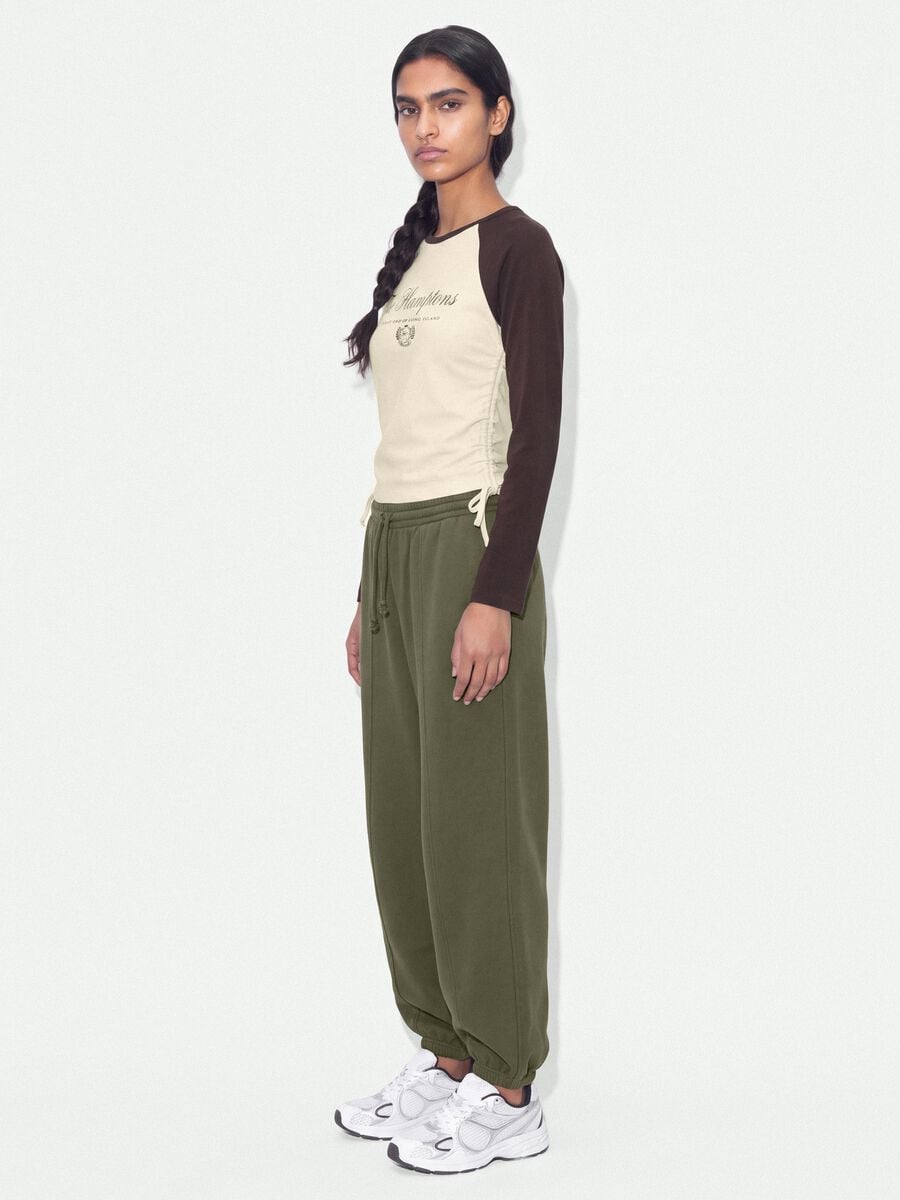 Green cotton-blend jogger trousers with drawstring_4