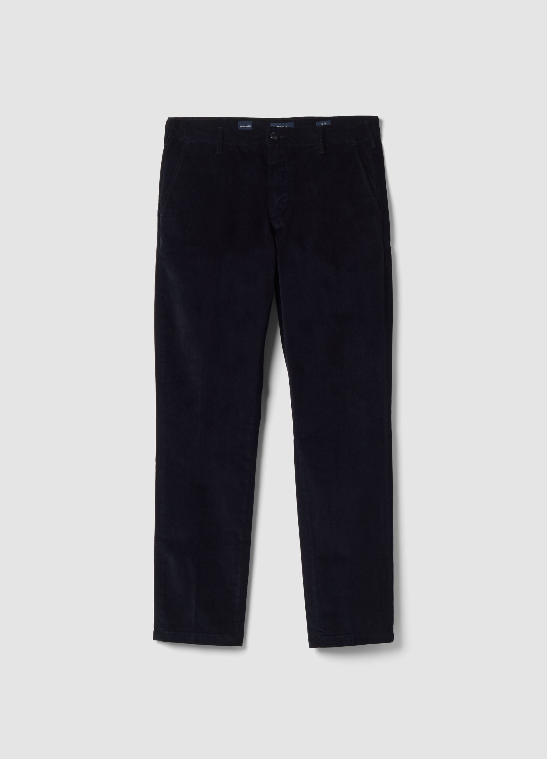 Pantaloni chino blu in cotone elasticizzato