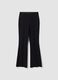Black flared stretch viscose leggings_4