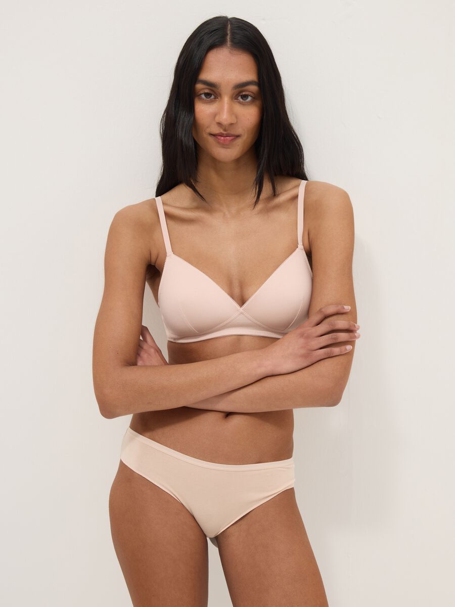 Pink Stretch Cotton Padded Bra_1