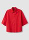 Camisa roja de algod&oacute;n puro con bolsillo, corte oversize_4