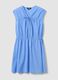 Light blue pure cotton regular-fit dress with V-neck and tie fastening_4