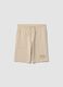 Beige pure cotton jogger shorts for boys with elasticated waist_0