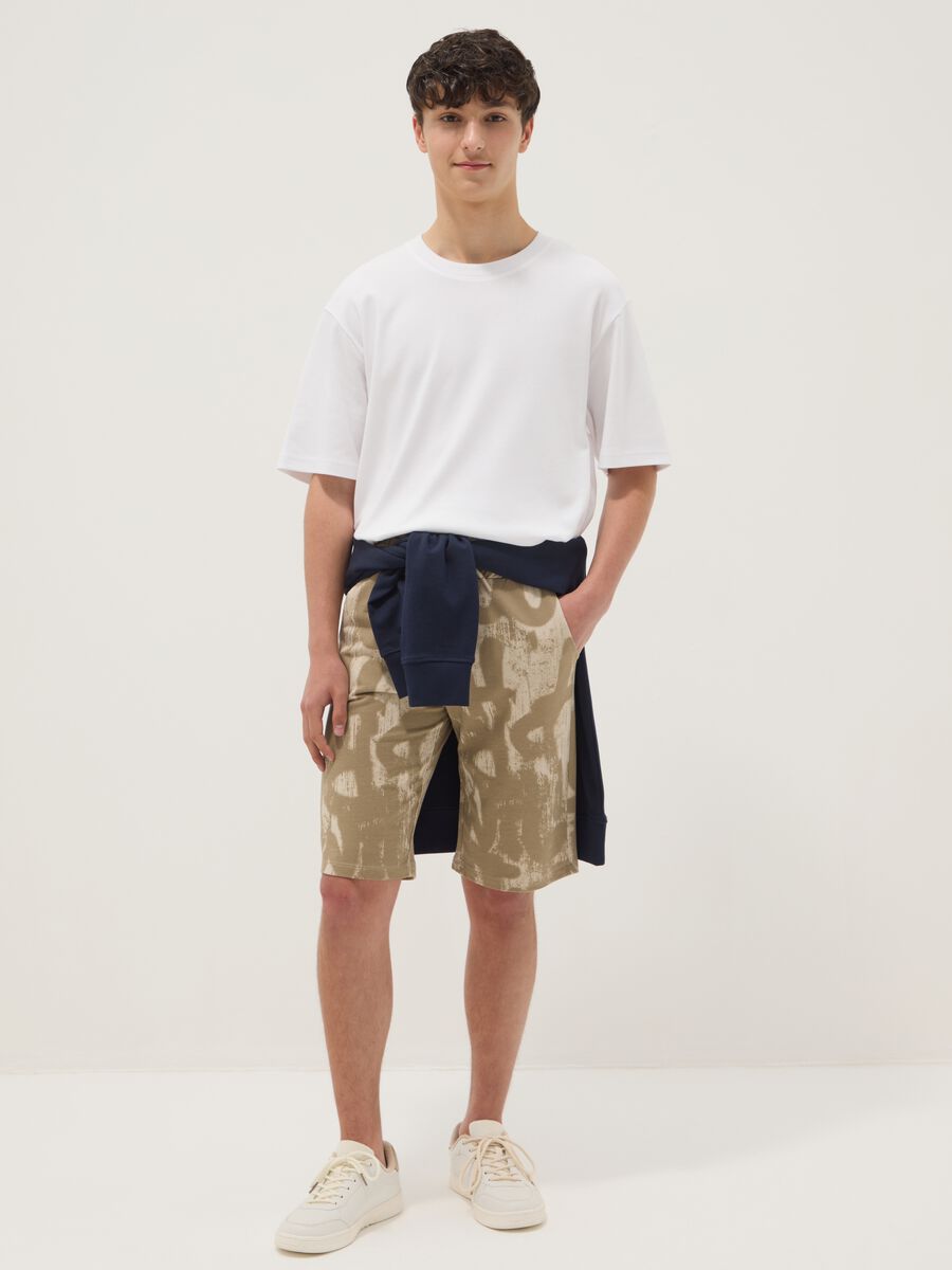 Pure Cotton Beige Printed Shorts for Boys Regular Fit_0