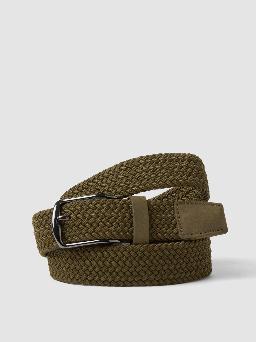 Green woven belt with metal buckle_2