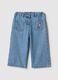 Girls' regular fit blue cotton-blend trousers with embroidery_0