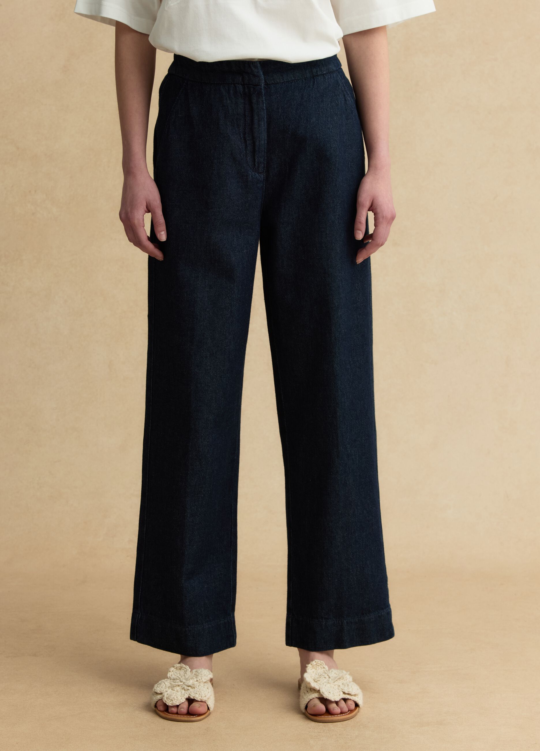 Blue denim jogger trousers in pure cotton, relaxed fit