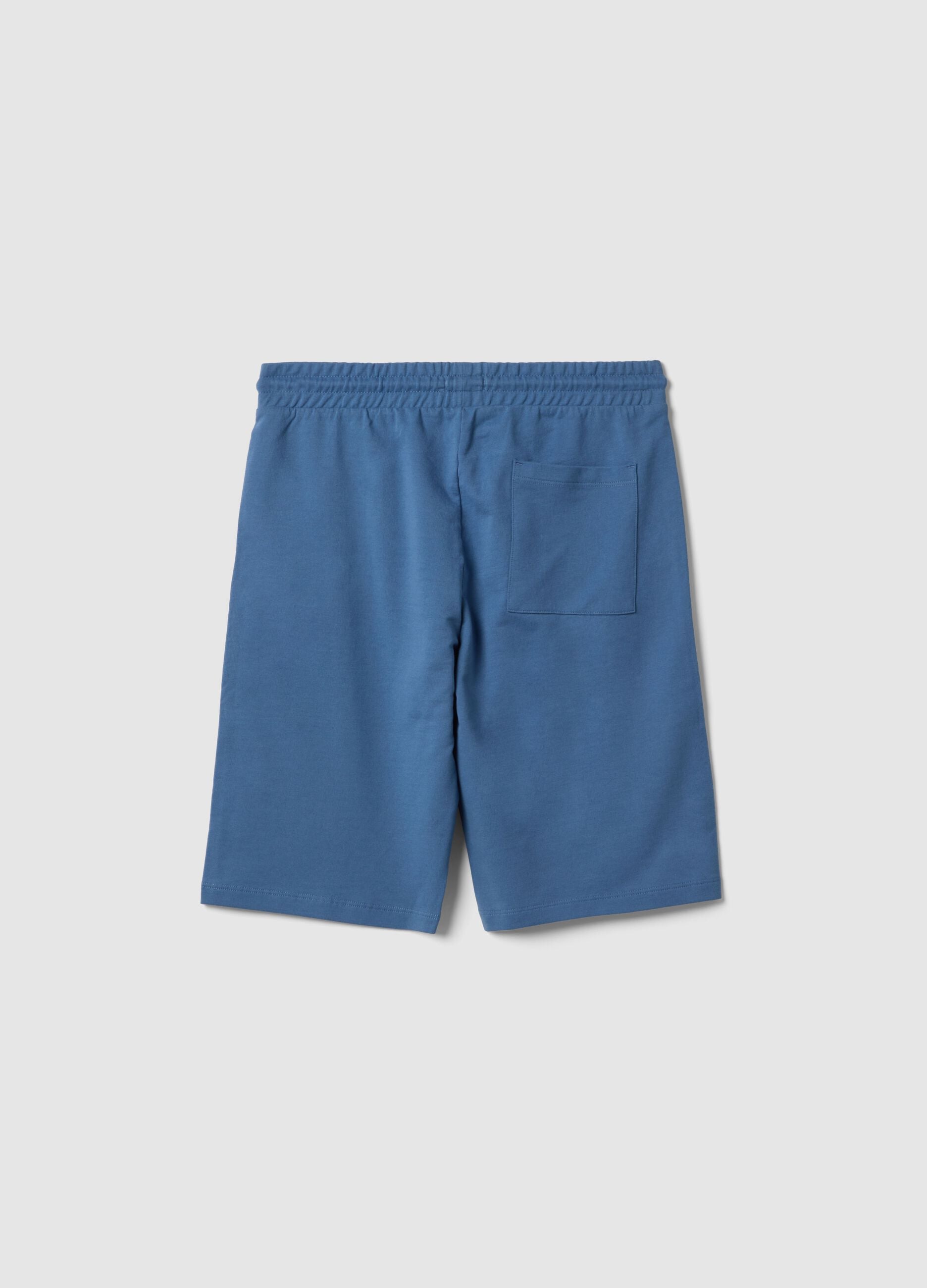 Boys' blue pure cotton shorts, regular fit with print