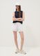 White cotton-blend Bermuda shorts with elasticated waistband_0