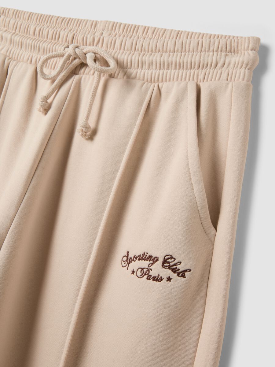 Beige cotton-blend straight-fit joggers_5